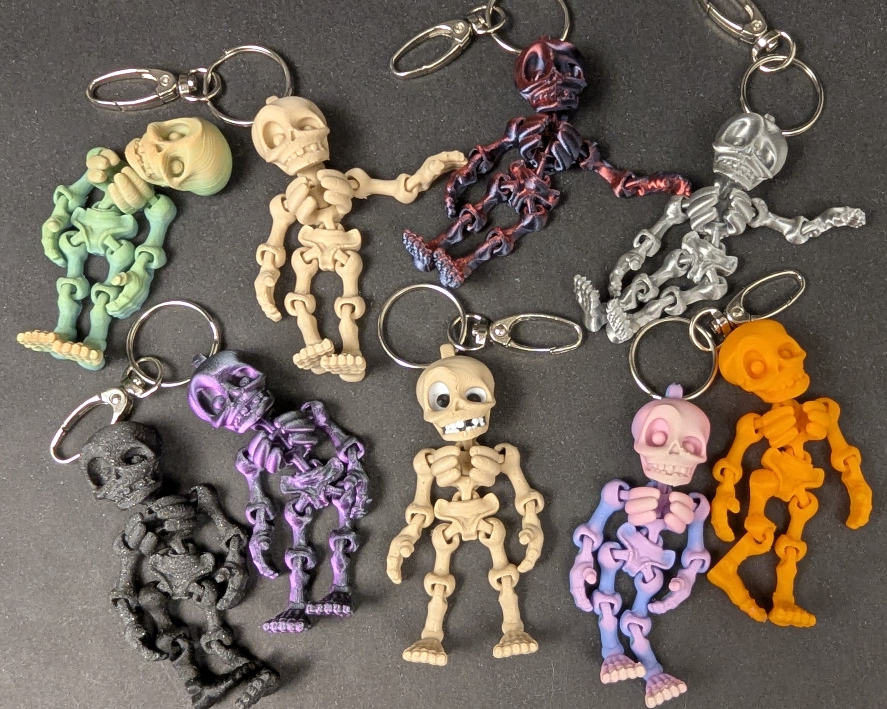 Articulated Skeleton Keychain or Zipper Charm – Distinguished Feline