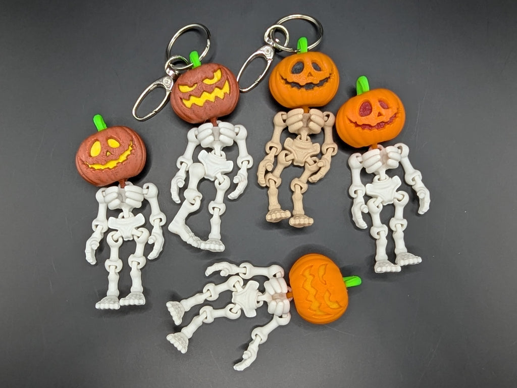 Jack O' Lantern Skeleton Halloween Keychain and Charm