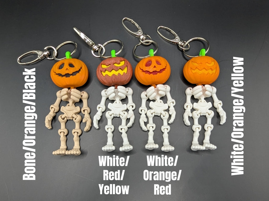 Jack O' Lantern Skeleton Halloween Keychain and Charm