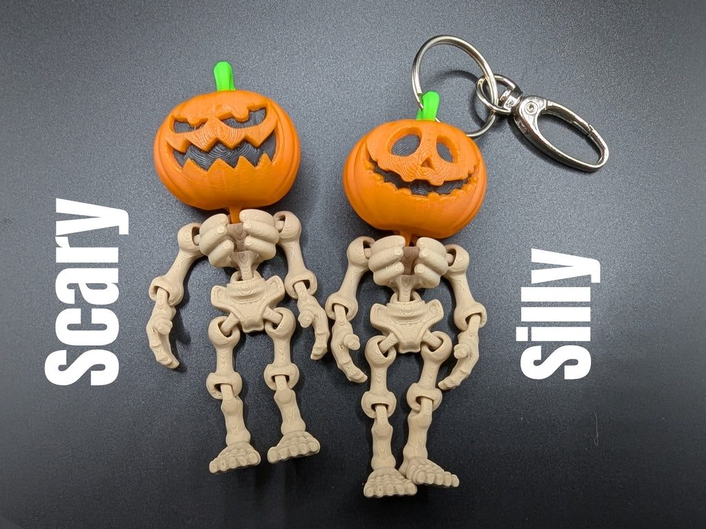Jack O' Lantern Skeleton Halloween Keychain and Charm