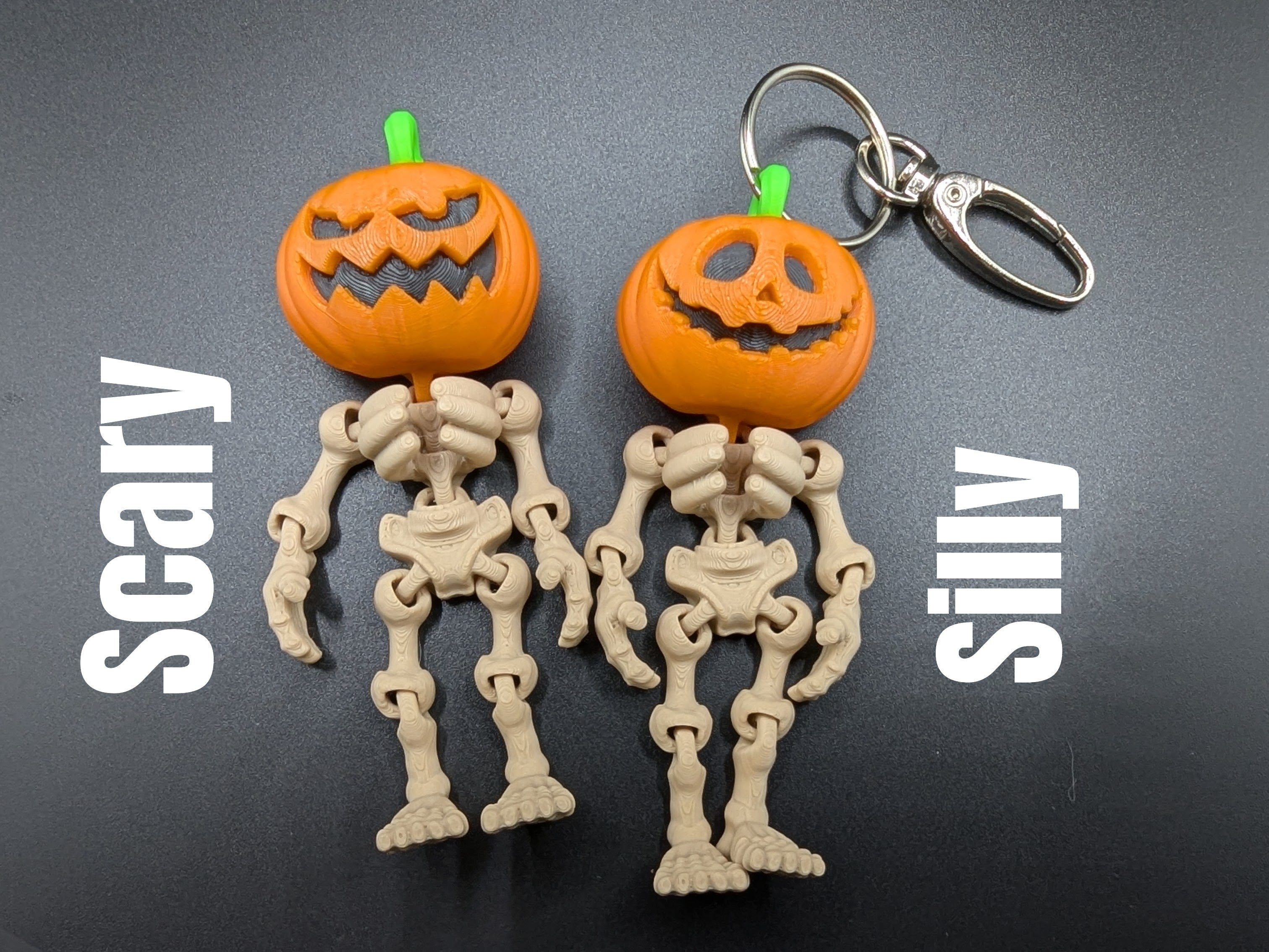 Jack O' Lantern Skeleton Halloween Keychain and Charm