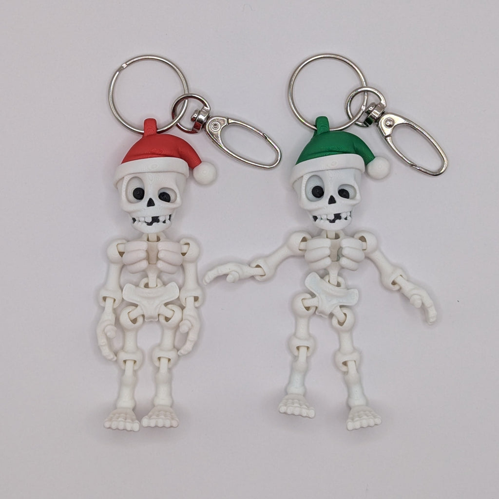 Santa or Elf Christmas Skeleton Keychain or Zipper Charm