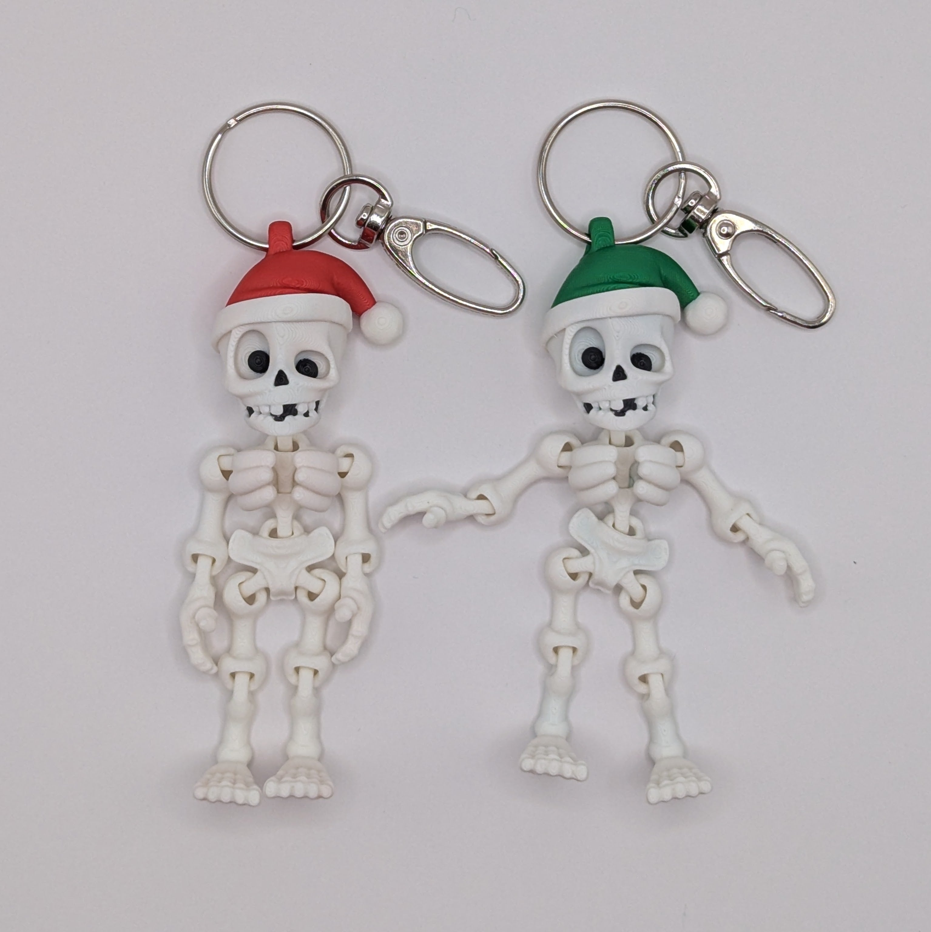 Santa or Elf Christmas Skeleton Keychain or Zipper Charm