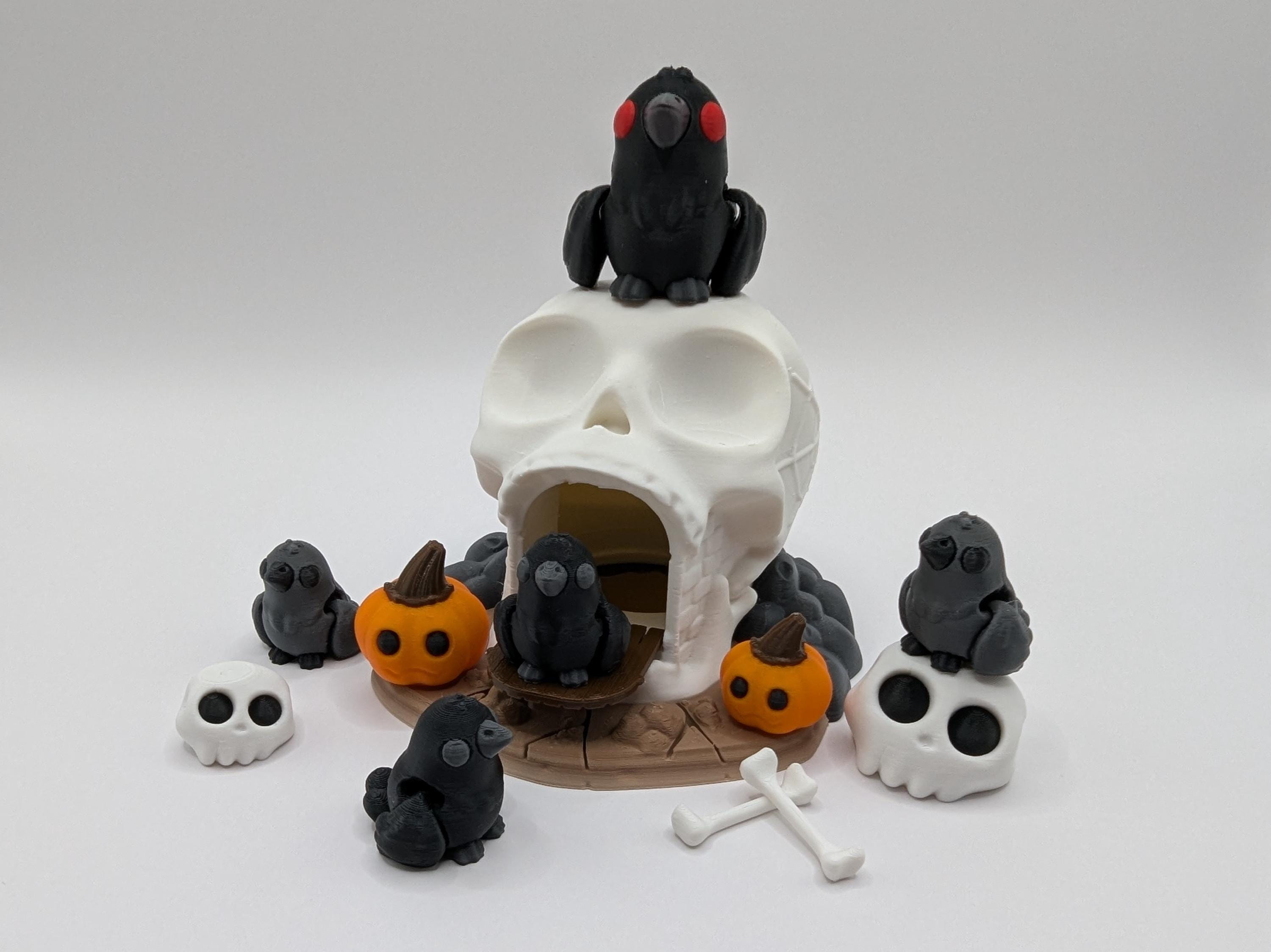 Halloween Skull House with Crows and More Desk Toy, Multi-Color 3D Print